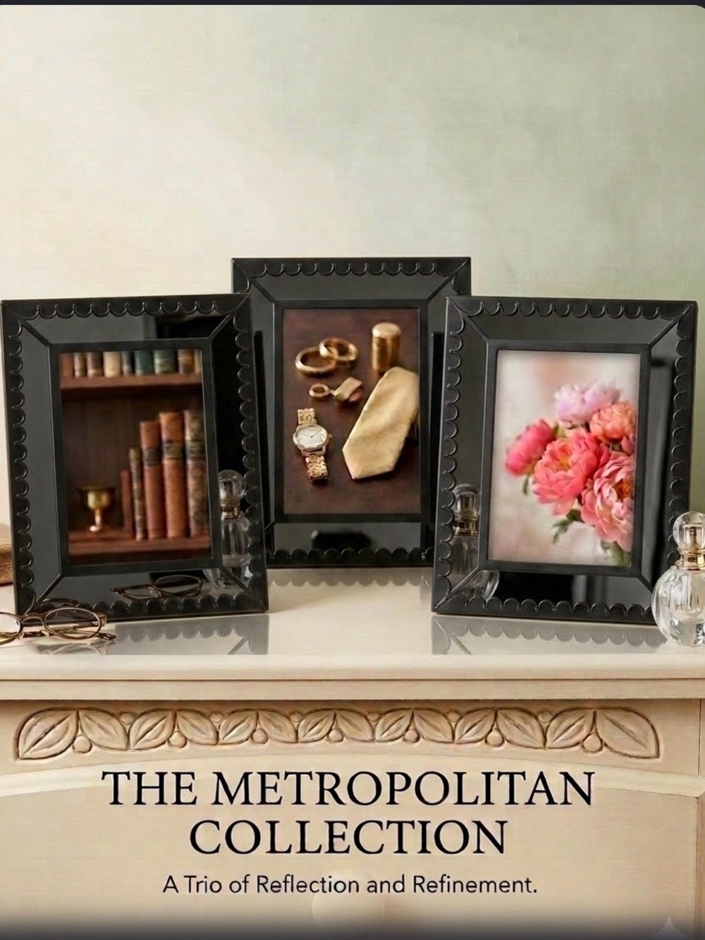 3 Mirrored Photo Frame Set